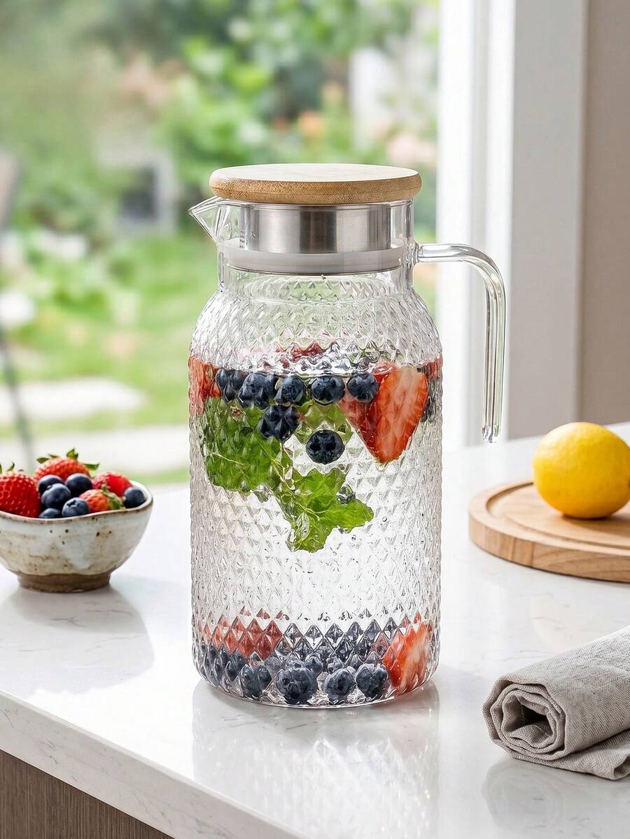 Pitcher Large Capacity Fruit Infused Water Carafe For Iced Tea Lemonade Juice Leak-Proof Spout,Fridge Beverage Carafe For Fruit Water,Herbal Tea,Cold Brew,Lemonade,Ideal For Home Kitchen,Picnic And Outdoor Party - Multicolor - View 1