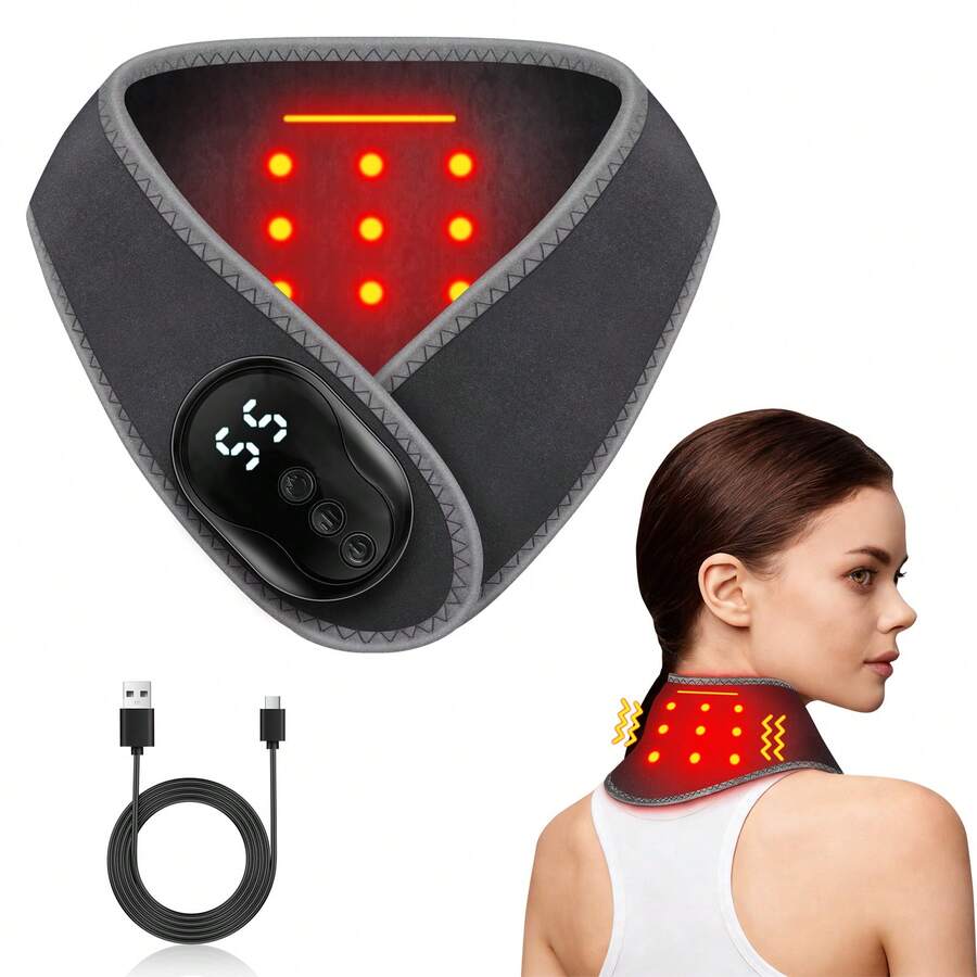 Neck Massager, 2 Modes: 3 Levels Of Vibration And 4 Levels Of Temperature Adjustment, 1800mAh Battery Wireless Charging, Suitable For Men And Women, Ideal Holiday Gift