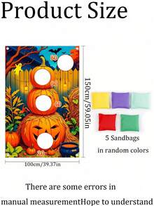 7/2pcs Banner Permainan Lempar Halloween - Pola Menakutkan, Tengkorak, dan Kelelawar, Sempurna untuk Permainan Keluarga, Pesta Kebun, dan Perayaan Musiman. Dekorasi Halloween, Ciptakan Suasana Meriah. - beraneka warna - View 7