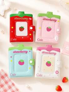 1pc INS Heart Strawberry Photo Card Holder, Minimalist Sticker Photo Album, Includes 32 Transparent Inner Pages, 1-Slot Mini Photo Album, K-Pop Photo Card Loose-Leaf Storage Book, DIY Heart Hollow Cover, Suitable For 3-3.5 Inch Photos, Idol Photo Card Storage And Display, Suitable For Fan Activities, Card Holder Christmas Gift - Pocket Size - View 4
