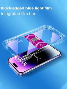 2片裝 藍光遮蔽 快速貼合螢幕保護貼,適用於 iPhone 17/17Pro/17Promax/17Air/16/16Plus/15/15Pro/14/13/12/11/XS/XR 全系列,易於貼合、精準定位、防藍光 - 無色 - 查看 4