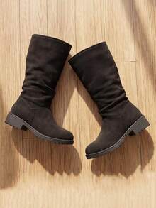 Terlaris - Sepatu Bot Anak Usia 3-12 Tahun. Menampilkan Desain Berkerut dan Pengikat Elastis. Gaya Kasual Serbaguna. - Hitam - View 5