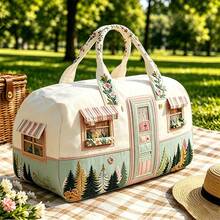 3D Visual Print Pastoral Style Weekend Tote Bag, Large Capacity Lightweight Durable Travel Bag, Vintage Camping Overnight Handbag, Women's Travel Essential - Multicolor - View 2
