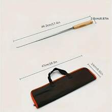 8 brochettes de barbecue en acier inoxydable avec manches en bois et sac de transport, ustensiles de cuisine multifonctionnels pour l'extérieur - défaut - Voir 8