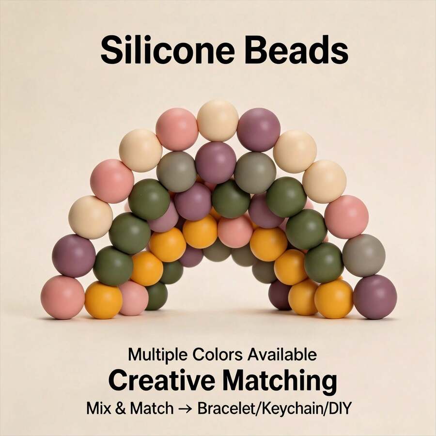 103pcs Vibrant Morandi 15mm Silicone Beads Mixed Focal/Spacer, Jewelry Making Supplies, DIY Beading Unisex For Pen Toppers, Keychains, ID Lanyards - Morandi Color Scheme - View 1