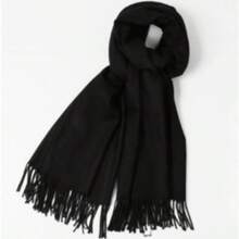 Solid Color Scarf Autumn/Winter Unisex Couple Knit Tassel Warm Long Versatile - Black - View 2
