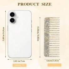 1pc Portable Wide Tooth Detangling Comb In Acetate Material, White And Beige ,Comb Hair ,Hair Styling Tools Hair Accessories - Beige - View 3