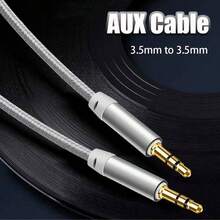 編織 3.5mm 立體聲 AUX 傳輸線，公對公音訊延長線，適用於直播、車用音響、電腦、iPod、MP3 和耳機 - A - 查看 6