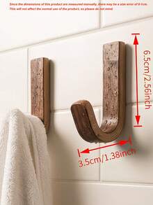 Walnut Color Wooden Wall Hook No-Drill Bathroom Kitchen Door Hanging Organizer Clothes Bag Storage Rack Heavy Duty Durable Home Essential Decor - Multicolor - View 9