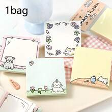 100pcs/Bag Cartoon Pattern Sticky Notes, Ins Style Pattern Planner Material Memo Pads, Reusable Sticky Notes, Suitable For School, Office, Home Memo Notes, Back To School, Halloween, Office, Office Desk Accessories, Stationery Supplies - one-size - View 1