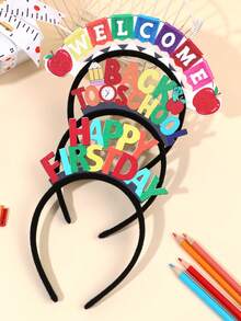 1/3 pièces Bandeau à lettres pailletées pour la rentrée scolaire, bandeau créatif en forme de crayon, joyeux premier jour d'école, bienvenue à l'école, cadeau pour une élève - Multicolore - Voir 9
