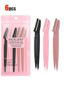 30/24/12/6/3/1pc. Eyebrow Trimmer And Razor, Exfoliating Hair Removal Tool, Body Hair Removal Trimmer And Facial & With Long Handle Safety Blade, Stainless Steel Eyebrow Trimming Tool With Precision Protective Cover, Suitable For Travel Use Razor, Can Be Used For Eyebrow Trimming And Shaving - Multicolor - View 7