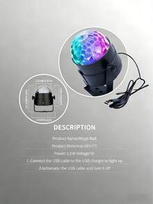 USB Powered Disco Ball Light - Multi-Function Indoor/Outdoor Crystal Ball Projection Lamp, Suitable For Party, Karaoke, Car, Birthday Decoration - Magic Ball - View 10