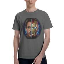 Disney Tony Stark Men's T Shirts  Funny Tee Shirt Short Sleeve O Neck 100% Cotton Printing Clothes T-Shirt - 米色 - 查看 11