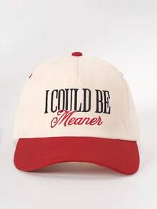 1 pièce Casquette de camionneur pour femmes I COULD BE MEANER, Casquette de baseball avec broderie de lettres personnalisées, Casquette de mode de rue à 5 panneaux, Casquette décontractée de protection solaire pour l'extérieur, Voyage printemps/automne, Vacances à la plage - Multicolore - Voir 4