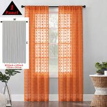 1pc White Cute Pom Pom Semi-Sheer Curtain, Rod Pocket Style, 3D Pom Pom Embroidery Design, Light-Filtering Non-See-Through Curtain, Soft Washable Polyester Material, Suitable For Bedroom, Living Room, Kitchen, Office And Dorm Home Decor - Orange - View 20
