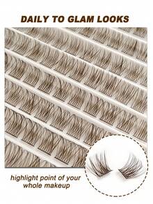 120pcs D-Curl Brown Cluster False Eyelashes, Dense Yet Lightweight, Soft And Fluffy, Creates Natural Or Dramatic Makeup Look, Essential Beauty Tool - D - 查看 5