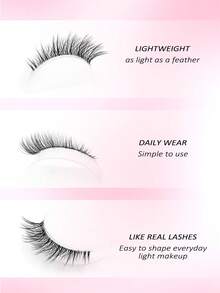 Asiteo 3 Pairs Cat Eye Transparent Stem 3/4 Segment False Eyelashes, Natural Fluffy Short Lash Extensions, Suitable For Daily Makeup, Commuter Makeup, Beginner Friendly - Black - View 5