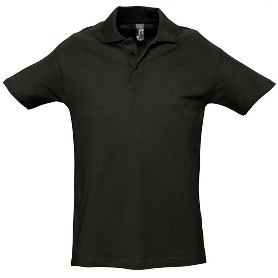 SOLS Mens Spring II Short Sleeve Heavyweight Cotton Polo Shirt - Black - View 1