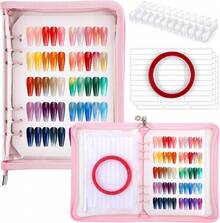 Segbeauty Libro de muestras de color de uñas con cremallera, libro de exhibición de uñas, muestrario de color de esmalte, carpeta A5, organizador de uñas de gel a presión con soporte de almacenamiento - 1 - Ver 1