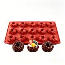 15 Cavity Swirl Silicone Mold, Non-Stick Baking Tray For Chocolate, Mousse, Jelly And Mini Cakes - Multicolor - View 9