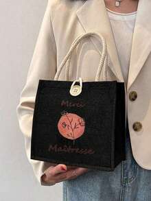 Cute Linen Casual Tote Bag, Reusable And Foldable. Suitable For Commuting, School Or Shopping, Can Be Used As Thank You Gift And Teacher's Day Gift - Multicolor - View 13