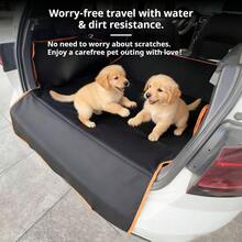 1 buah Alas Bagasi Mobil Tahan Air untuk Hewan Peliharaan - Dapat Dicuci dengan Mesin, Perlindungan Anti Debu, dengan Lis Oranye, Cocok untuk Kucing dan Anjing, Hitam, Bahan Mudah Dibersihkan untuk Perawatan Interior Kendaraan - Alas hewan peliharaan di dalam mobil - View 7