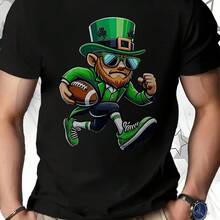 Irish--Leprechaun-Graphic-T-Shirt---Unisex-Casual-Short-Sleeve-100-Cotton-220GSM_01Labour Day Short Sleeve Top For Daily - 黑15 - 查看 1