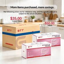 50pcs, Boxed, Disposable Folding Mask, Available In All Seasons, Four Colors, Soft Skin, 3-Layer Mask-Ideal For Family, School, Office And Outdoor! - Pink - View 2