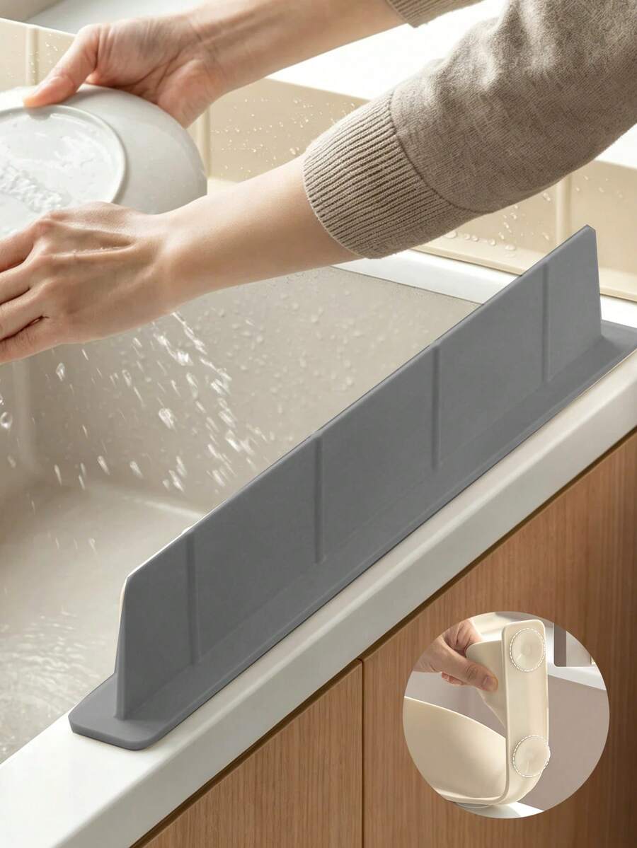 Silicone Kitchen Sink Splash Guard With Suction Cups. This Universal Suction Cup Splash Guard Is Suitable For Various Countertop Surfaces. Easy To Install Without Tools, This Splash Guard Is Suitable For Sink Edges. (Please Read The Installation Instructions Carefully, Improper Installation May Lead To Instability.) (Please Choose The Appropriate Size According To Your Specific Needs)