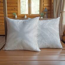 2pcs Minimalist White Line Plant Leaf Cushion Covers, Single-Sided Printed Skin-Friendly Peach Skin Velvet Material, 45*45CM Throw Pillow Covers Suitable For Indoor Decor, Party Decoration, Decorative Cushion Covers Gift - Multicolor - View 8