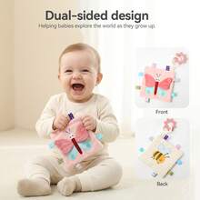 1 Buah Selimut Pengaman Bayi Baru Lahir dengan Label Kupu-kupu Lucu dan Cincin Gigitan, Mainan Sensorik Lembut dan Mewah untuk Acara Baby Shower - MultiWarna - View 9