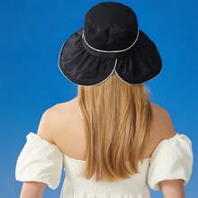 GeorgeX Sombreros de Sol para Mujeres UPF 50+ de Verano para Mujer Sombrero Anti-Sombrero de Playa para Mujer Sombrero de Verano con ala Ancha y Cordón Antitanque - Negro - Ver 5