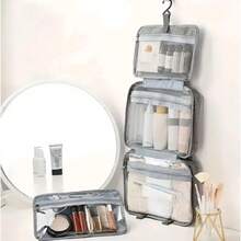 1 Stück Hängende Kosmetiktasche, Wasserdichter Faltbarer Kosmetik-Organizer für Reisen und Outdoor-Nutzung - Übersicht 4