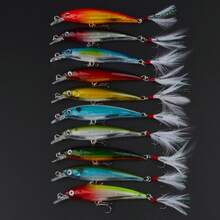 1pc 3D Bio-Mimetic Artificial Feather Sinking Minnow Lure With Laser Eyes, High-Pitch Hook Hard Bait For Outdoor Fishing - Multicolor - View 4