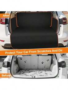 1 buah Alas Bagasi Mobil Tahan Air untuk Hewan Peliharaan - Dapat Dicuci dengan Mesin, Perlindungan Anti Debu, dengan Lis Oranye, Cocok untuk Kucing dan Anjing, Hitam, Bahan Mudah Dibersihkan untuk Perawatan Interior Kendaraan - Alas hewan peliharaan di dalam mobil - View 4