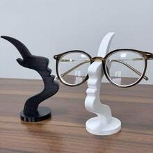 Creative Human Face Shaped Eyewear Stand, Desktop Glasses Holder, Side Profile Design, Fun Simple Glasses Rack, Decorative Storage Stand - Multicolor - View 5