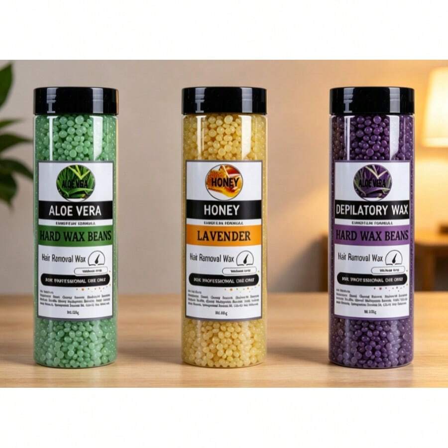 Cera depilatoria indolora en perlas, cera dura multiusos para Body, rostro, piernas, bikini - Apta para todo tipo de piel, kit de depilación en casa, piel suave de larga duración - Aloe vera - Ver 1