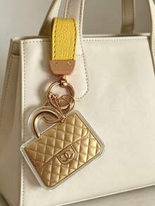 Cute Mini Wallet Keychain Pendant, Fashion Quilted Handbag Charm With Gold Round Ring, Decorative Bag Accessory, Suitable For Backpack, Handbag, Car Keychain, Fashion Gift For Her - Multicolor - View 5