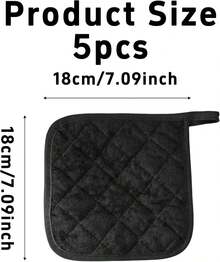 Juego de 5 soportes para ollas de algodón rojo, resistentes al calor, para cocina, lavables aáquina, para cocinar y hornear con trabillas para colgar - Negro - Ver 3