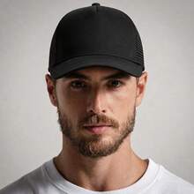 Plain Trucker Hat For Men And Women, Breathable Mesh, Curved Brim, Adjustable, Casual Premium Unisex Black - 黑色 - 查看 2