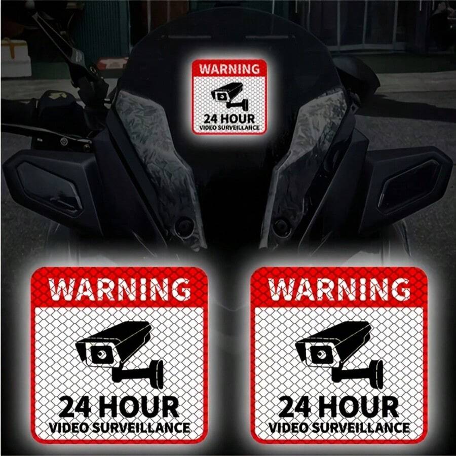 [Camera Symbol Vinyl Sticker] 24-Hour Video Monitoring Warning Decal 1pc - Waterproof UV-Resistant Vinyl With Camera Icon For Window, Car, Motorcycle Trunk Cover, Scratch Protection, Transparent Contrast Text, Home Security, Surveillance Sign - Monitoring Warning Label - View 1