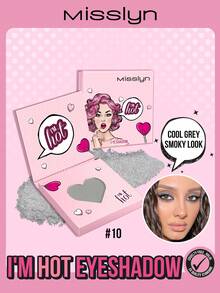 MISSLYN 1pc I'm Hot Solid Color Eyeshadow, High Pigment Long-Lasting Easy To Blend, Matte Glitter Multi-Dimensional Effect, Mini Portable Soft Texture, Vegan Cruelty-Free, Y2K Party Travel Makeup, Holiday Gift, Campus Fashion - #10 Cement Gray - View 2
