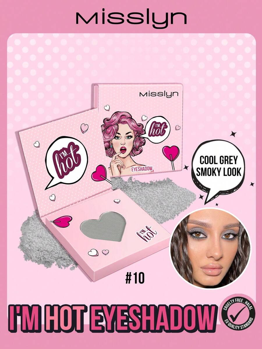 MISSLYN 1pc I'm Hot Solid Color Eyeshadow, High Pigment Long-Lasting Easy To Blend, Matte Glitter Multi-Dimensional Effect, Mini Portable Soft Texture, Vegan Cruelty-Free, Y2K Party Travel Makeup, Holiday Gift, Campus Fashion