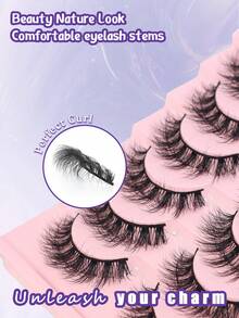10 Pairs Explosive Messy Style False Eyelashes, 5D Layered Dimensionality, Natural Thick Cross-Over False Eyelashes - Black - View 4