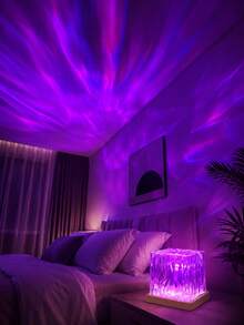 1pc Square Aurora Projector Light, Remote Control RGB LED Atmosphere Lamp, Suitable For Bedroom Living Room Decoration, Home Theater And Atmosphere Room Creation, Party And Gaming Room Atmosphere, Color Changing Atmosphere Light, Home Party, Essential For Couples Room - Aurora - View 7