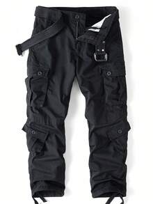 AKARMY Men's Casual Cargo Pants  BDU Camo Pants Combat Work Pants With 8 Pockets Outdoor Hiking Pants Multi-Pockets Pants (No Belt) - 戰術黑 - 查看 1
