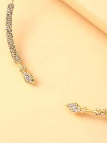 1pc Open Rhinestone Geometric Choker, Diamond-Shaped Rhinestone Choker, Perfect For Women's Simple And Chic Party Look - Rhinestones - View 6