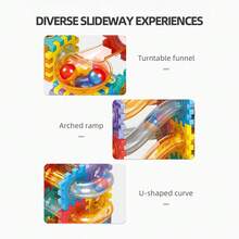 Large Size Interlocking Pull-Out Block Building Toys, Children's Assembly Plastic House Educational Toy; Slide Ball Block Children's Assembly Maze Slide Marble Educational Gift Box Toy - Multicolor - View 4