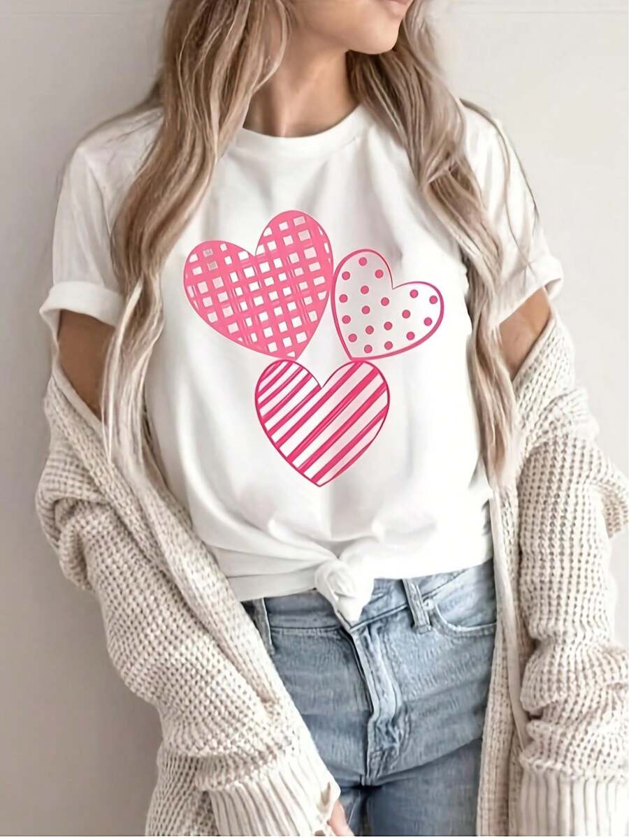 Hearts Shirt, Valentine'S Day Heart Shirt, Happy Valentine Shirt, Lover Shirt, Heart Shirt, Love Tee, Cute Valentine Shirt, Gift For Couple Tee For adult, Men, Women, Teen, Teenager, adolescent, Youth - Weiss - Übersicht 1